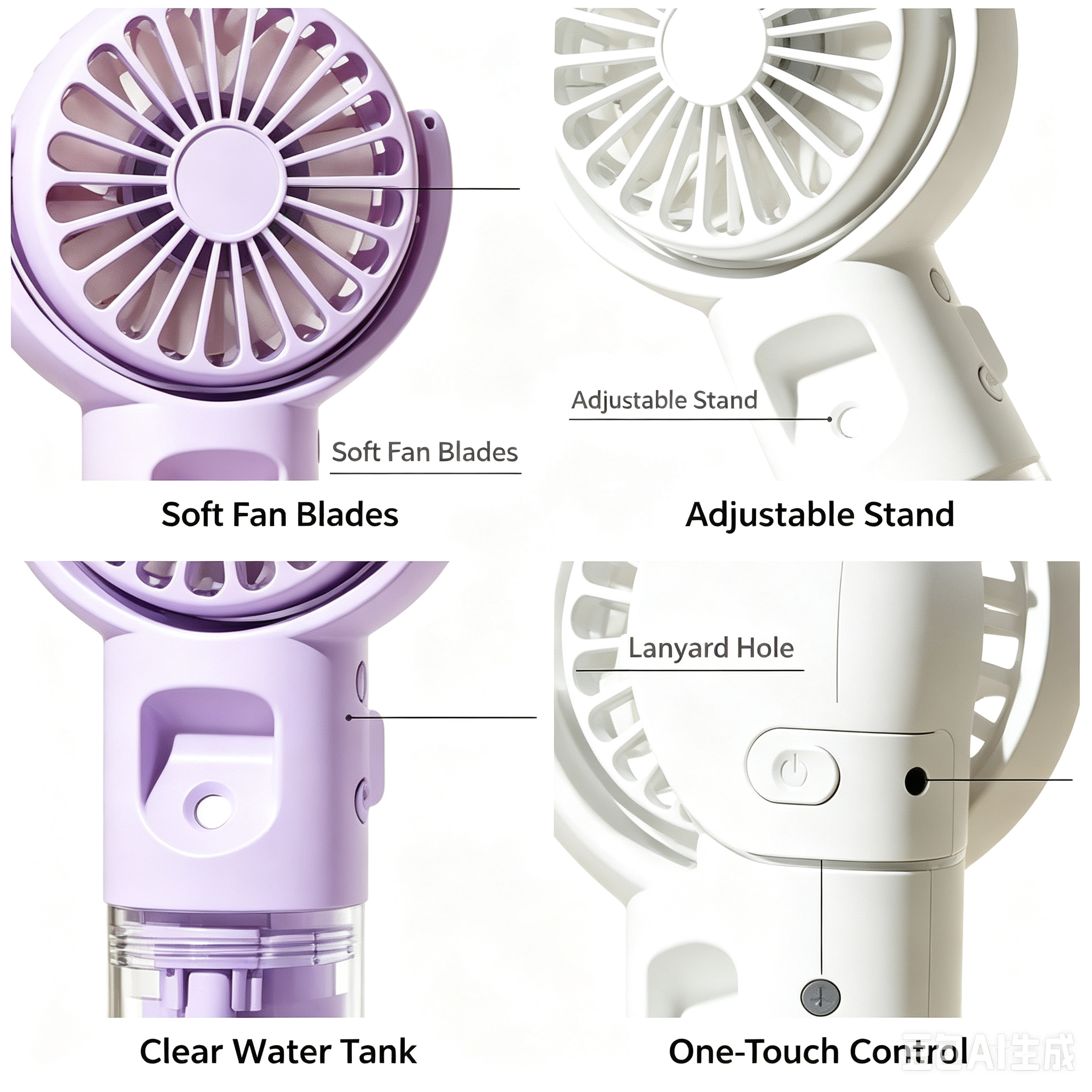  Portable mist fan with USB charging – compact design for summer cooling on the go