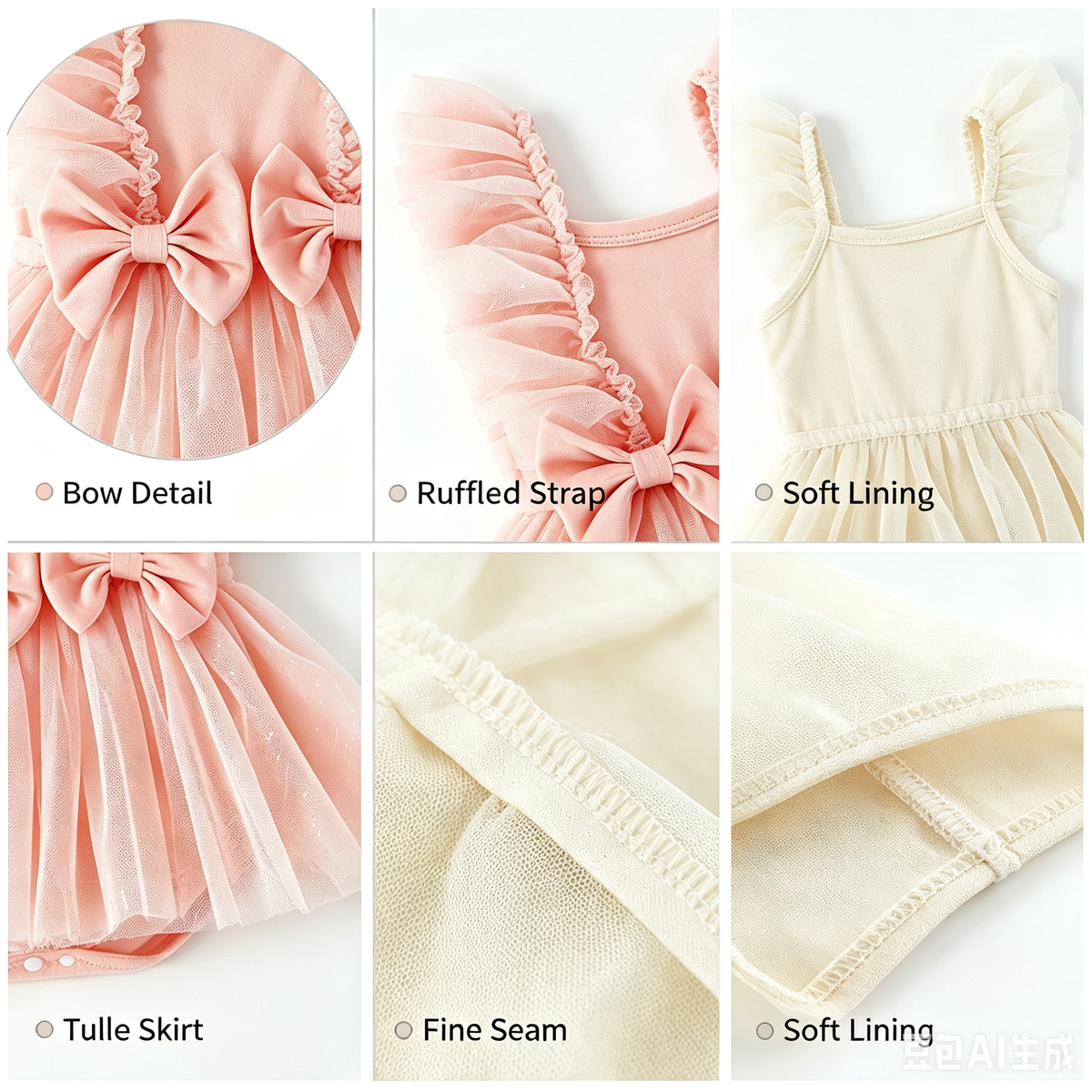 Baby girl pastel tutu romper with bow detail – comfortable fabric for everyday wear