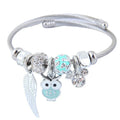 2026 lucky owl and angel wing crystal bangle – trending good luck bracelet for women