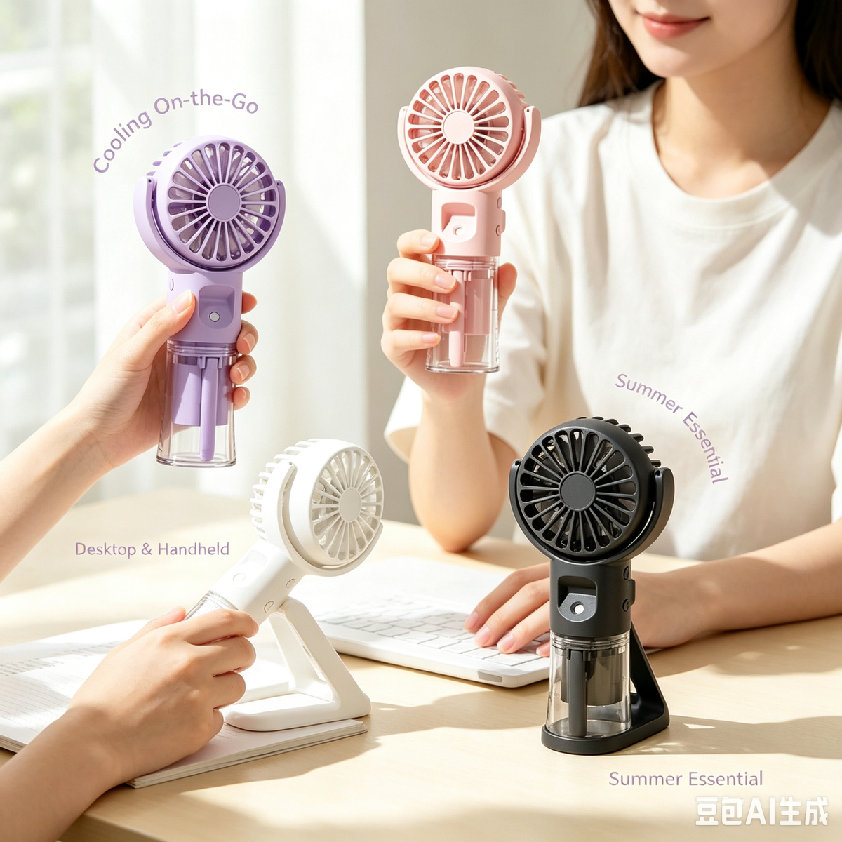 USB mist fan size comparison – lightweight and travel-friendly cooling device
