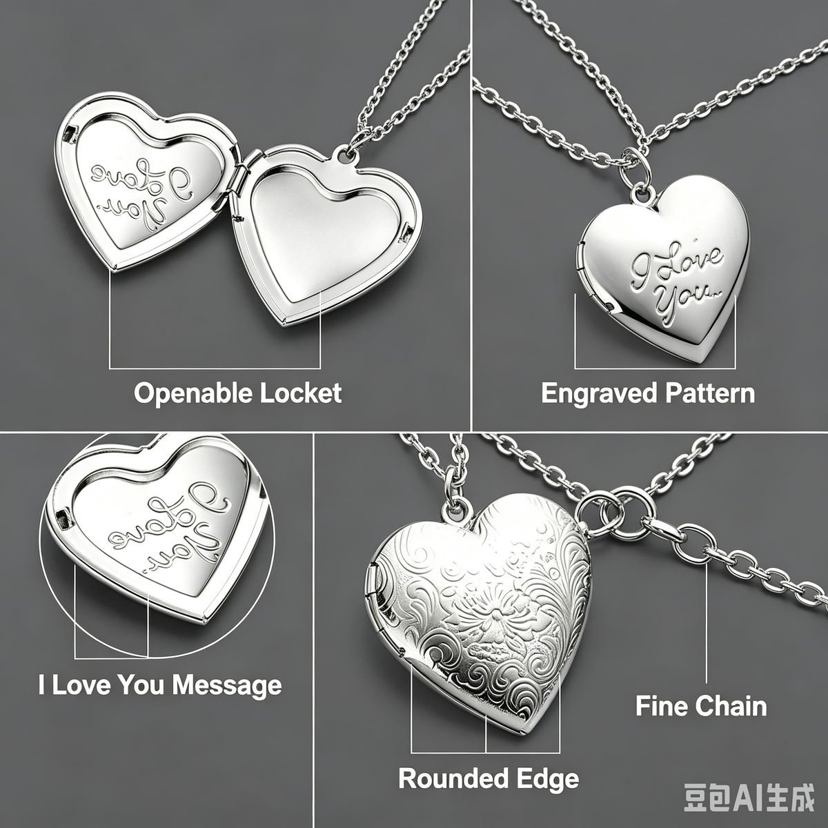 Heart locket pendant open showing photo compartment – personalized jewelry for her