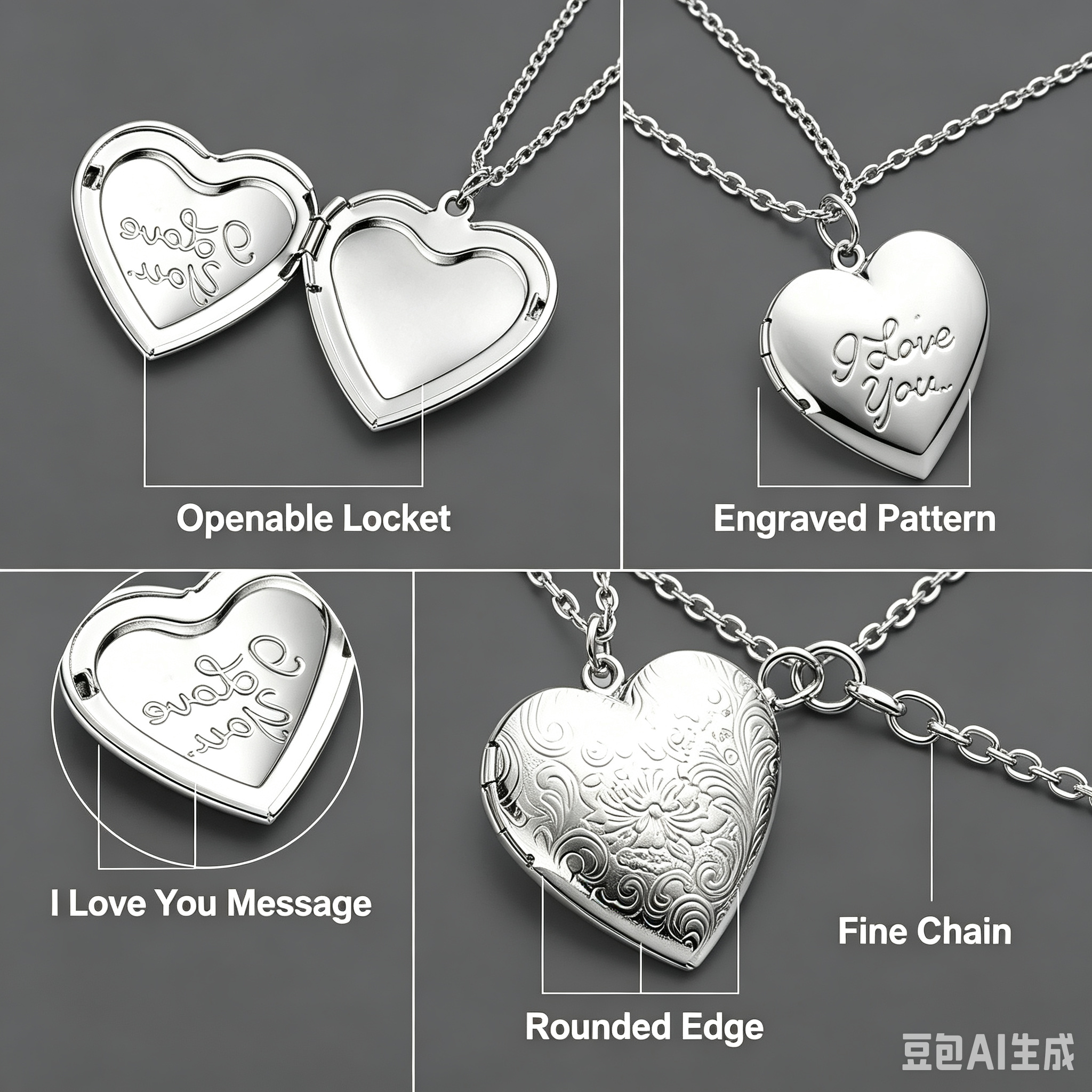 Heart locket pendant open showing photo compartment – personalized jewelry for her