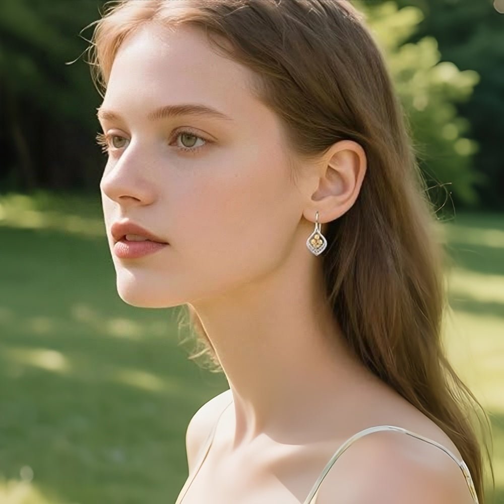 Sunflower Glow filigree Two-Tone Drop Earrings - Arabixio store