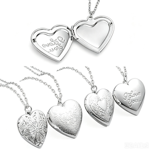 Vintage engraved heart picture locket pendant necklace – timeless gift for women