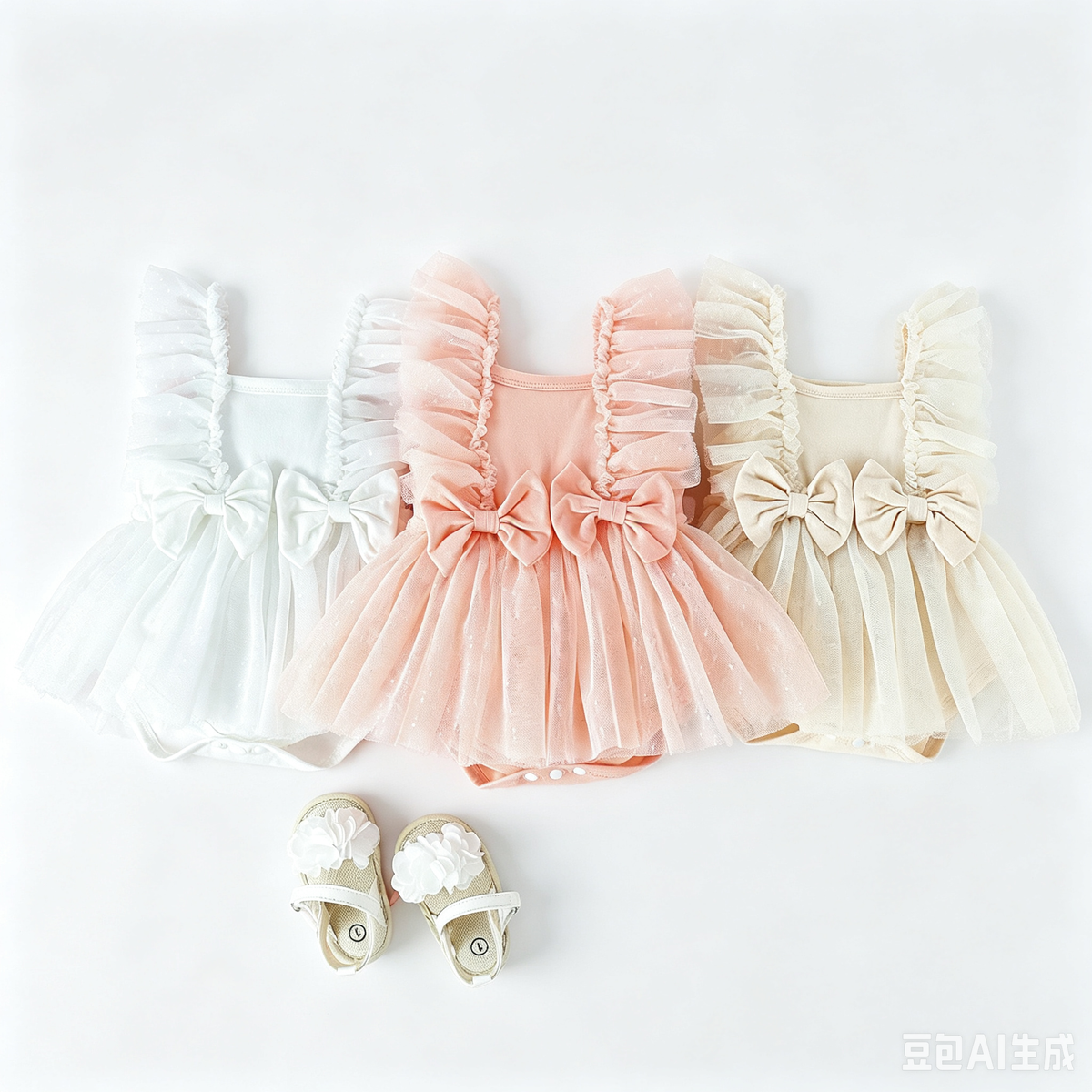 Pastel bow tutu baby romper – soft and cute outfit for baby girls